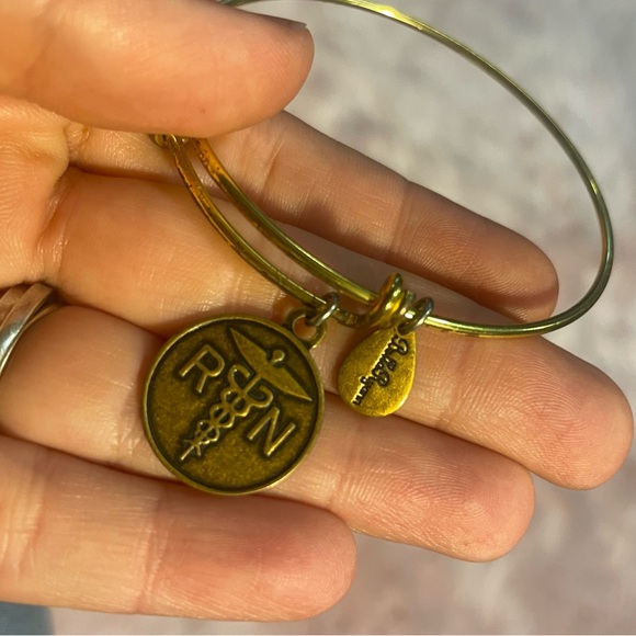 Nurse RN Gold-tone Adjustable Bangle Bracelet - Picture 2 of 3